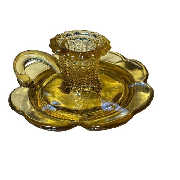 Pair of Vintage Amber glass candle stick holders. Hand blown? Fenton? - Picture 2 of 9